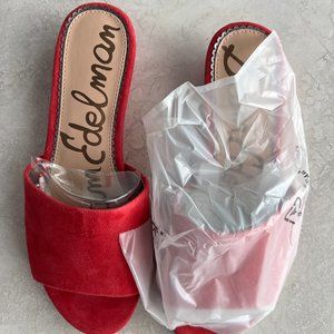 NIB Sam Eldelman Red "Liliana" Suede Slides sz 8